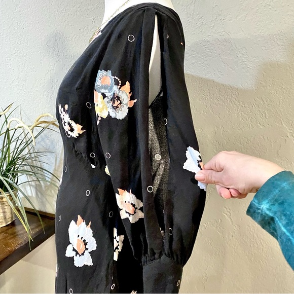 EUC Free People SunShadows Black Floral Dress, 4 - Picture 11 of 15